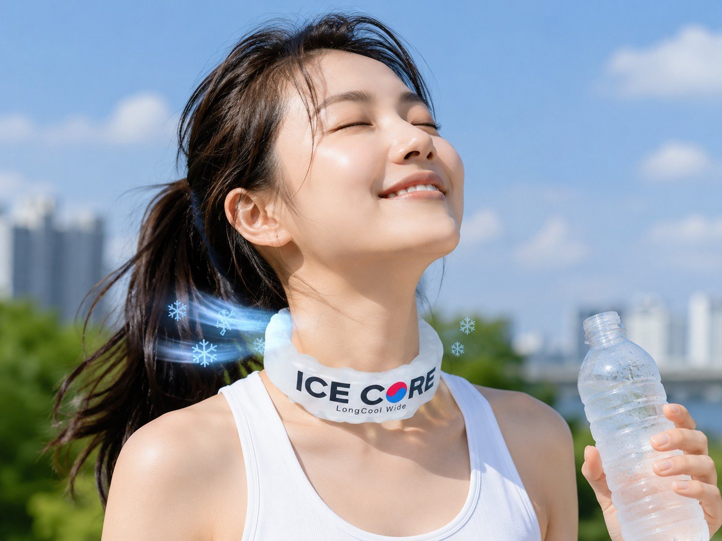 EUREKA IEUM 넥쿨러를 착용한 모델