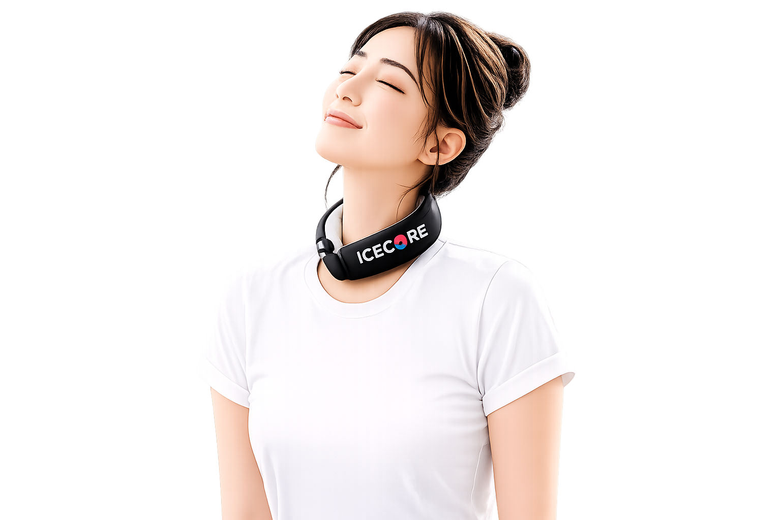 아이스코어 넥쿨러를 착용한 모델